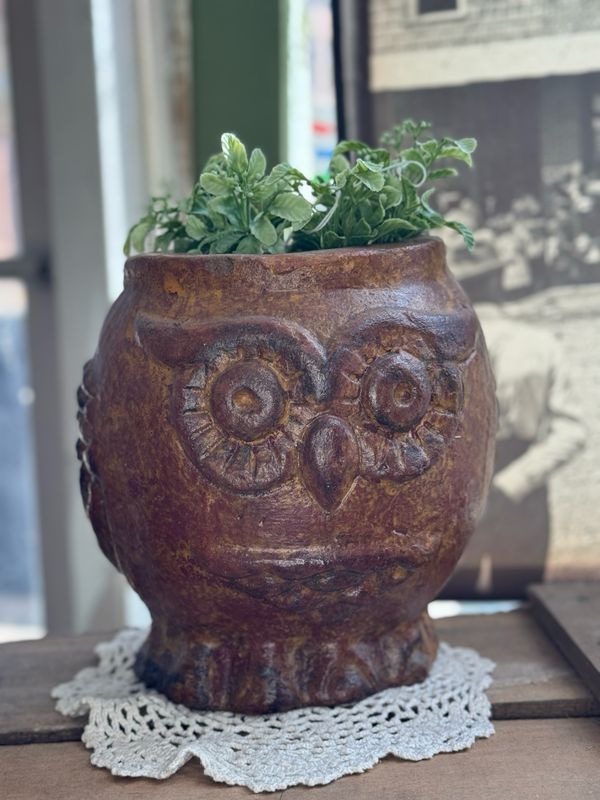 Clay Owl Planter