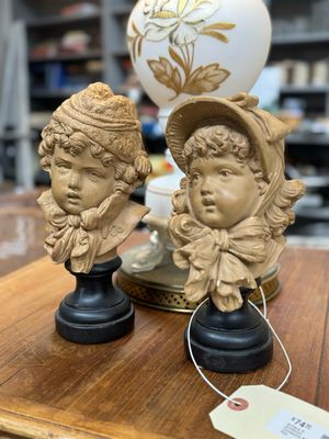 Antique E. Guillemin Terracotta Bust Pair