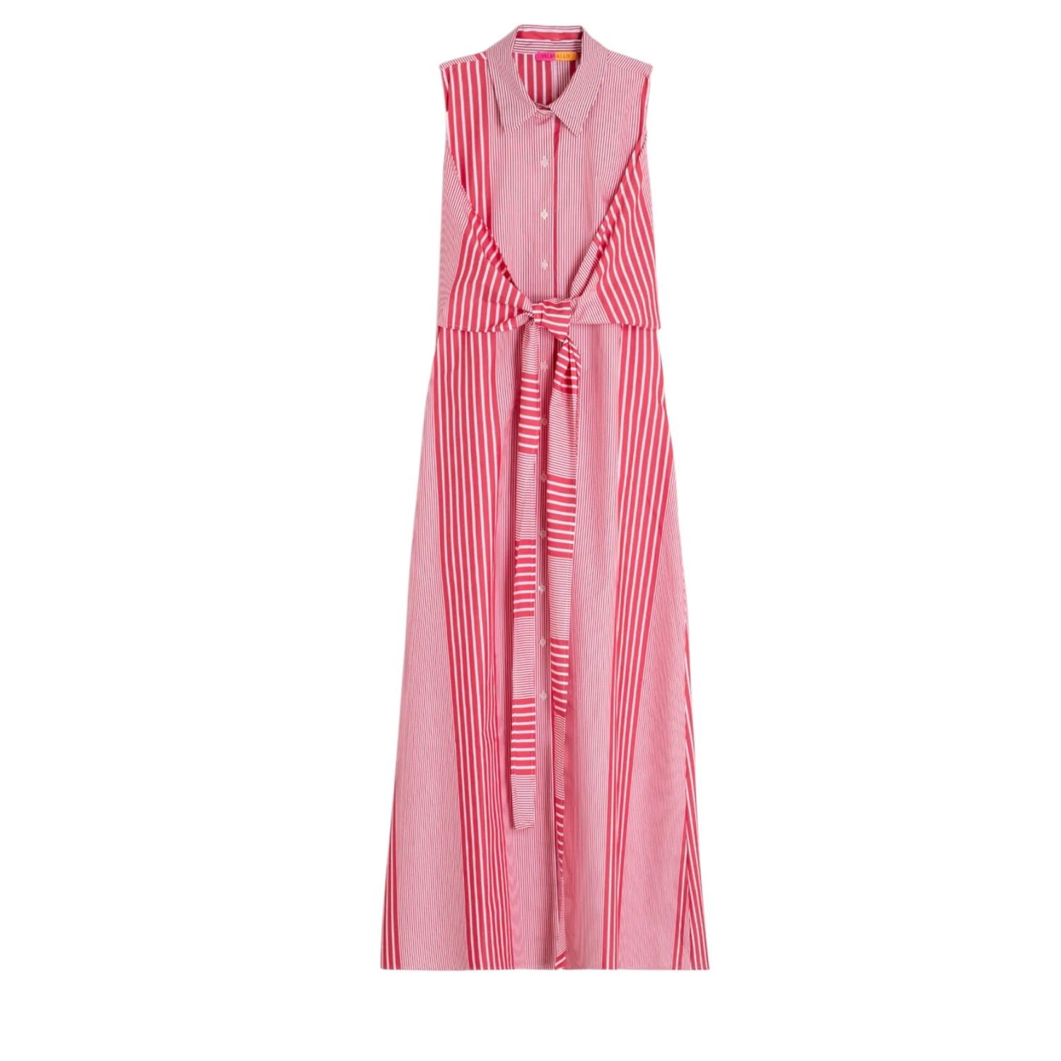 Sin Mangas Lazo Dress - Red &amp; White