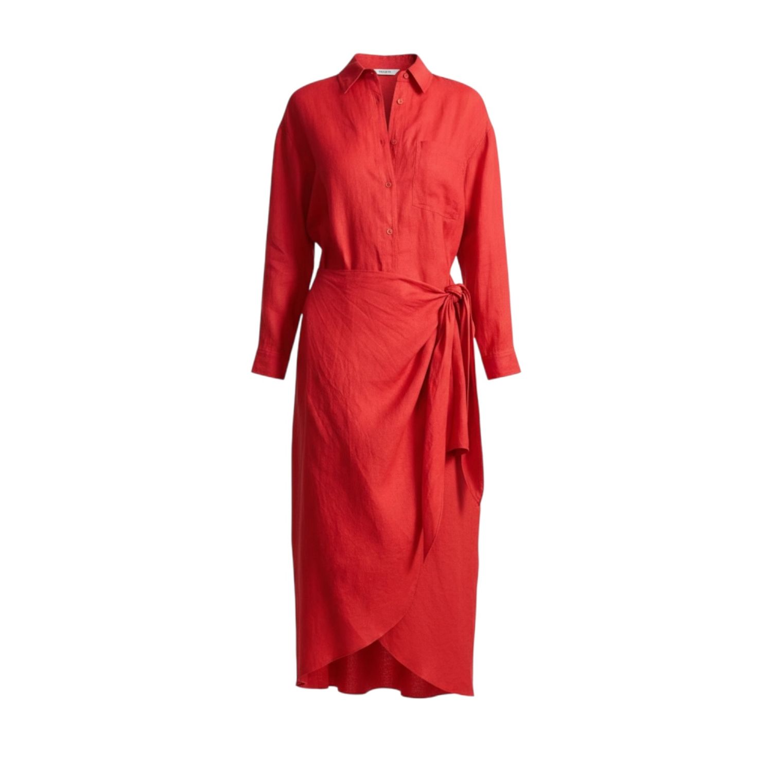 Alessandra Sarong Shirt Dress - Racing Red