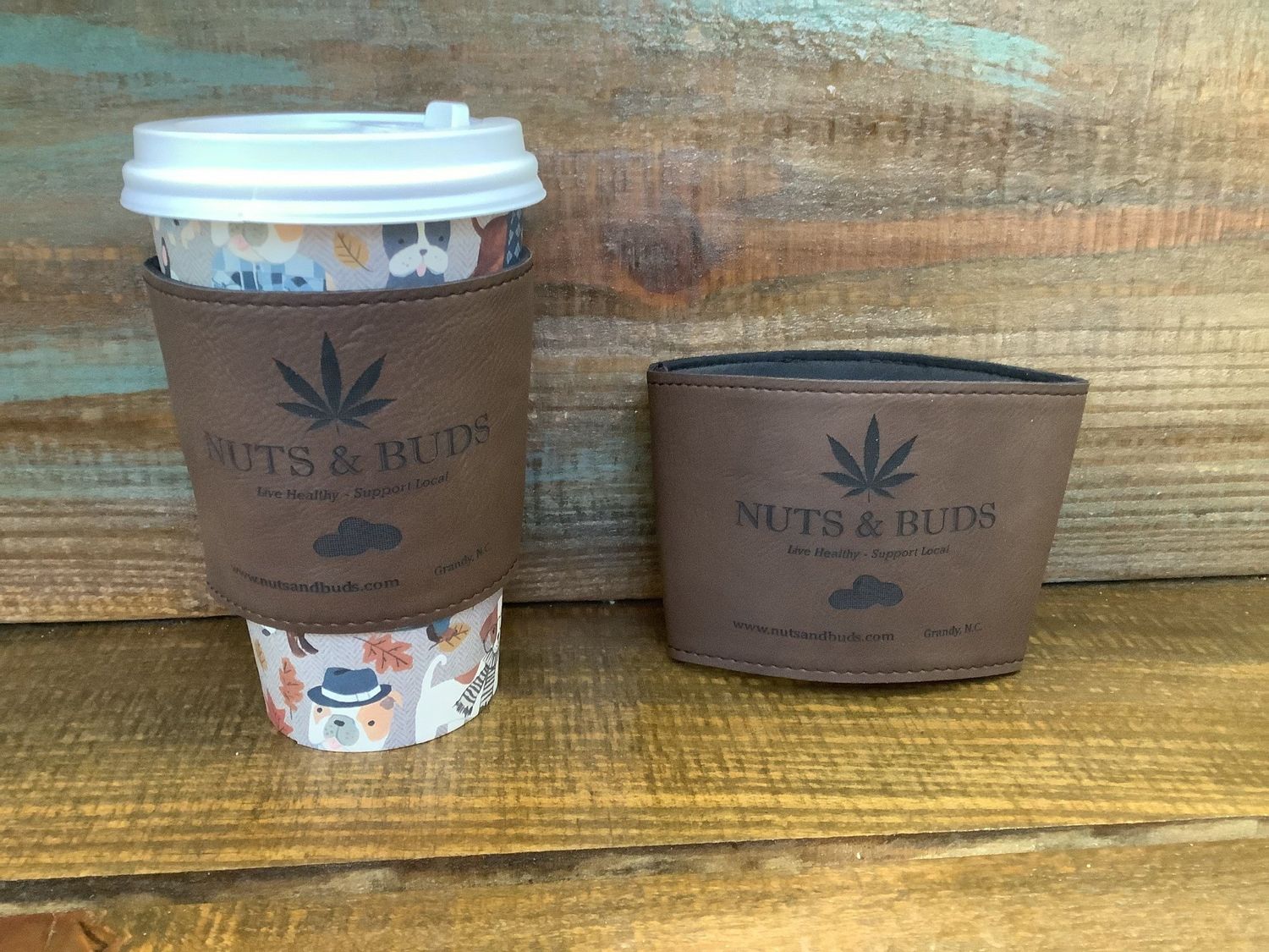 Nuts &amp; Buds Leather Cup Sleeve