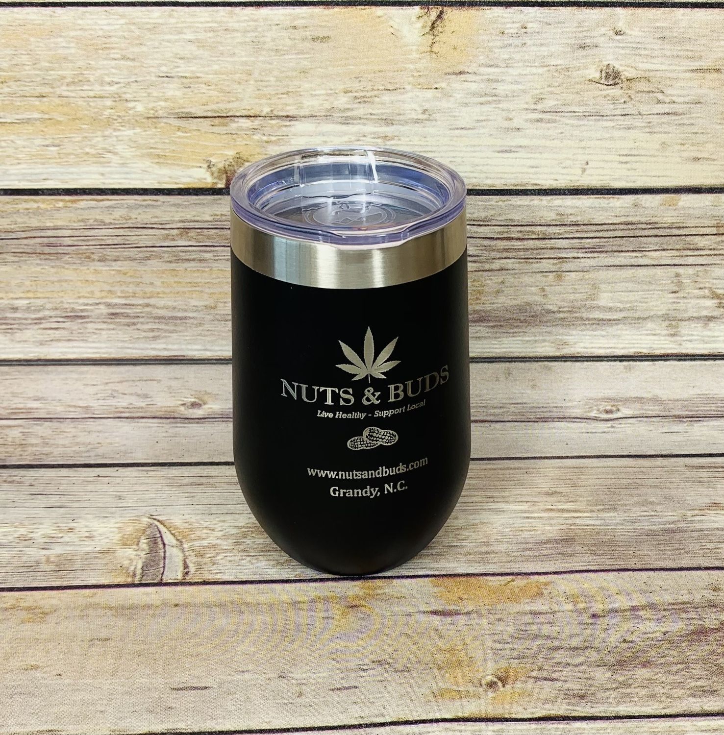 Nuts &amp; Buds Large Stemless Wine Glass