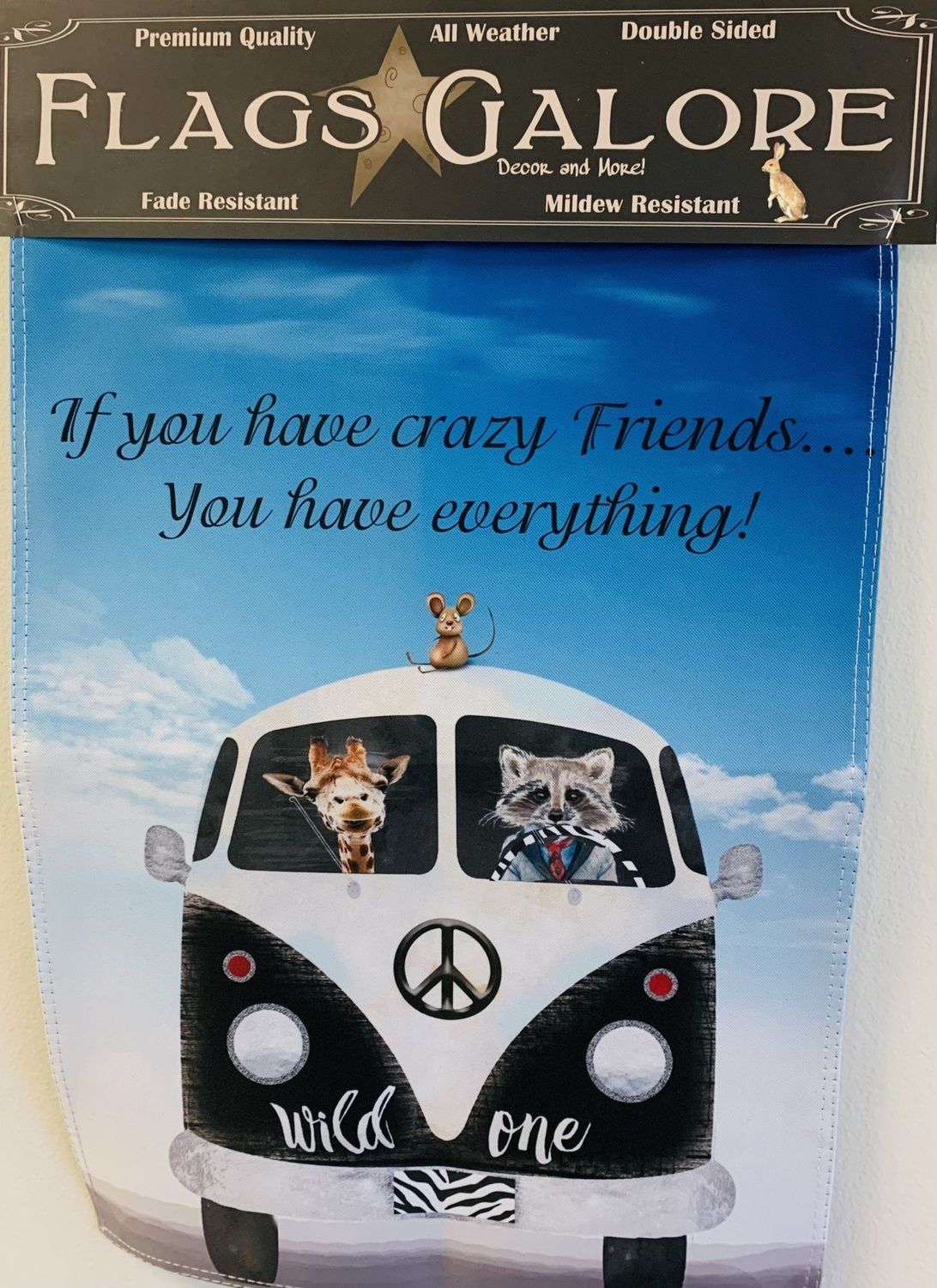 Flag-Crazy Friends VW Van Garden Flag