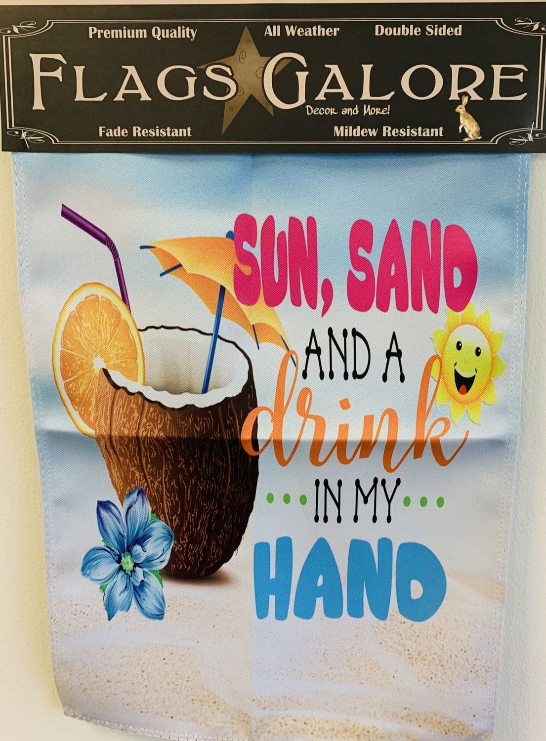 Flag-Sun Sand Drink in Hand Garden Flag