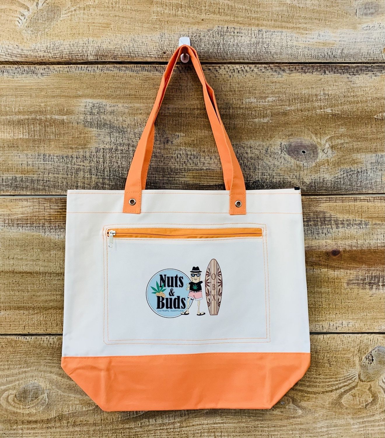 Nuts &amp; Buds Canvas Tote Bag - Orange