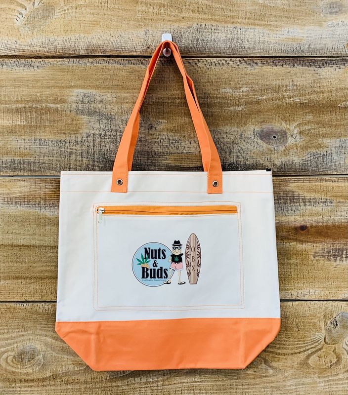 Nuts &amp; Buds Canvas Tote Bag - Orange