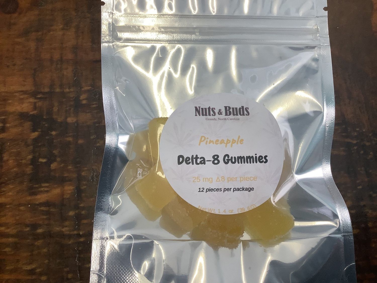 Nuts and Buds (Delta 8) Pineapple -25-per gummie