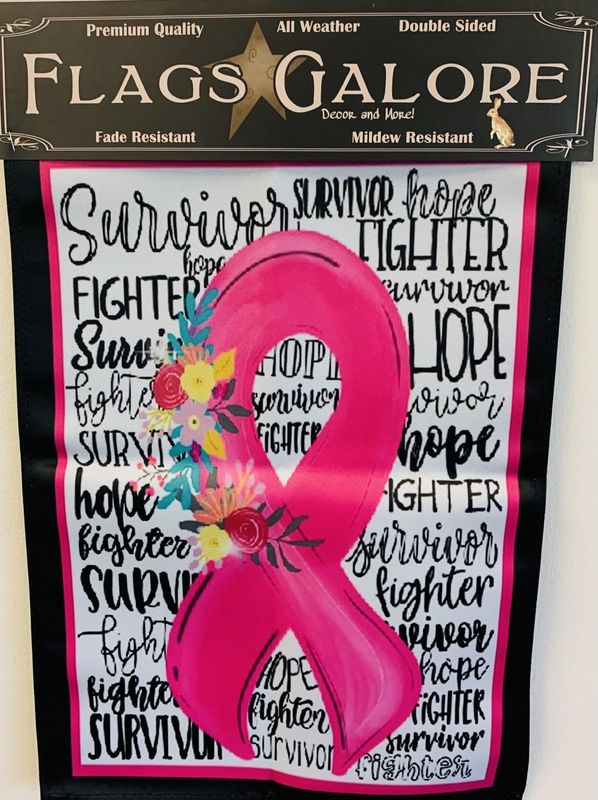 Flag-Breast Cancer Ribbon on Subway Print Garden Flag