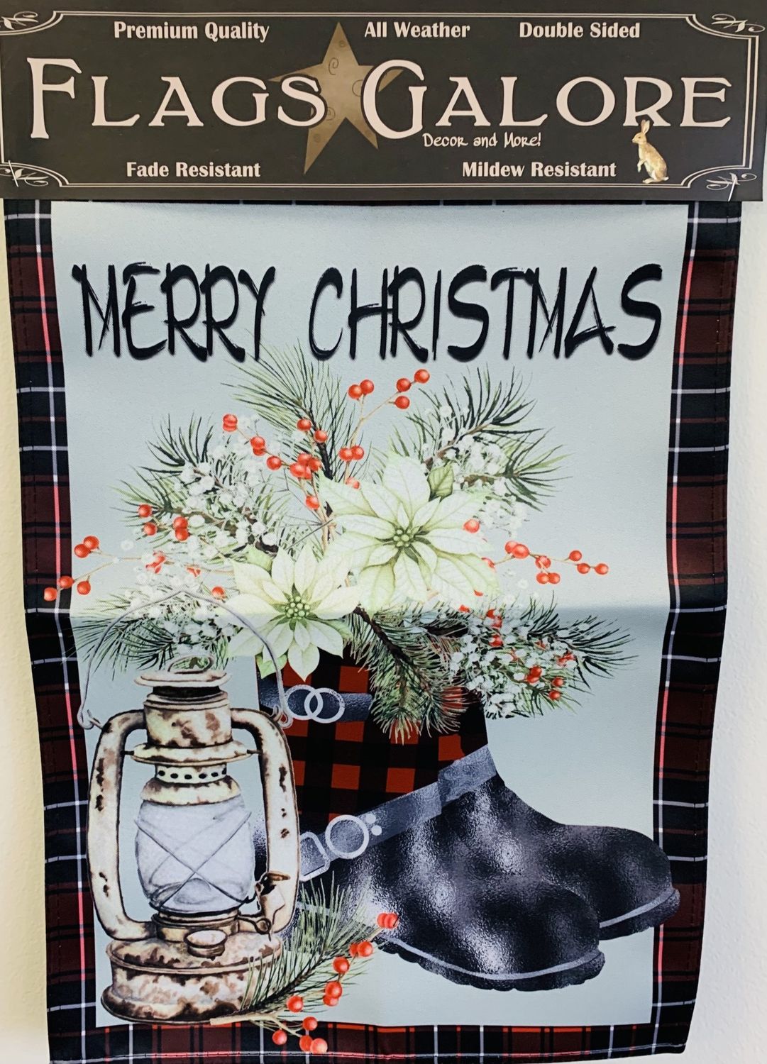 Flag-Merry Christmas Rubber Plaid Boots Garden Flag