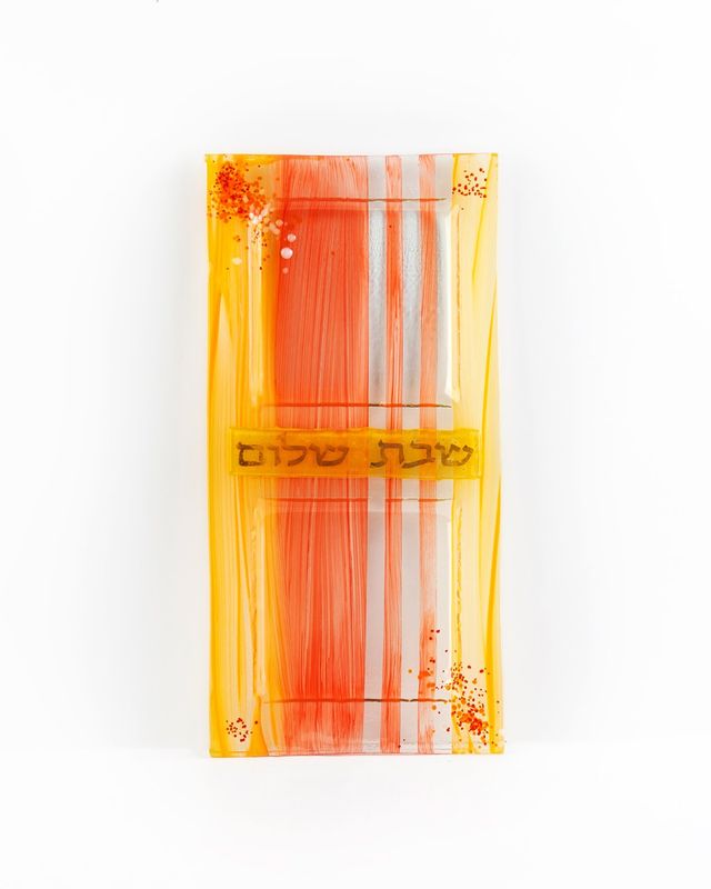 Orange Glass Tray Shabbat