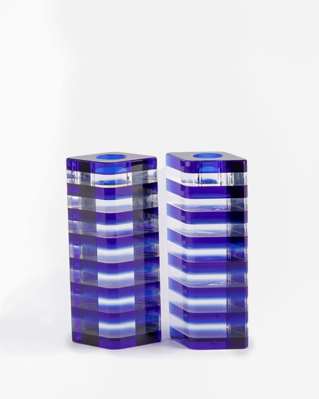 Candlesticks, Blue Sq Crystal