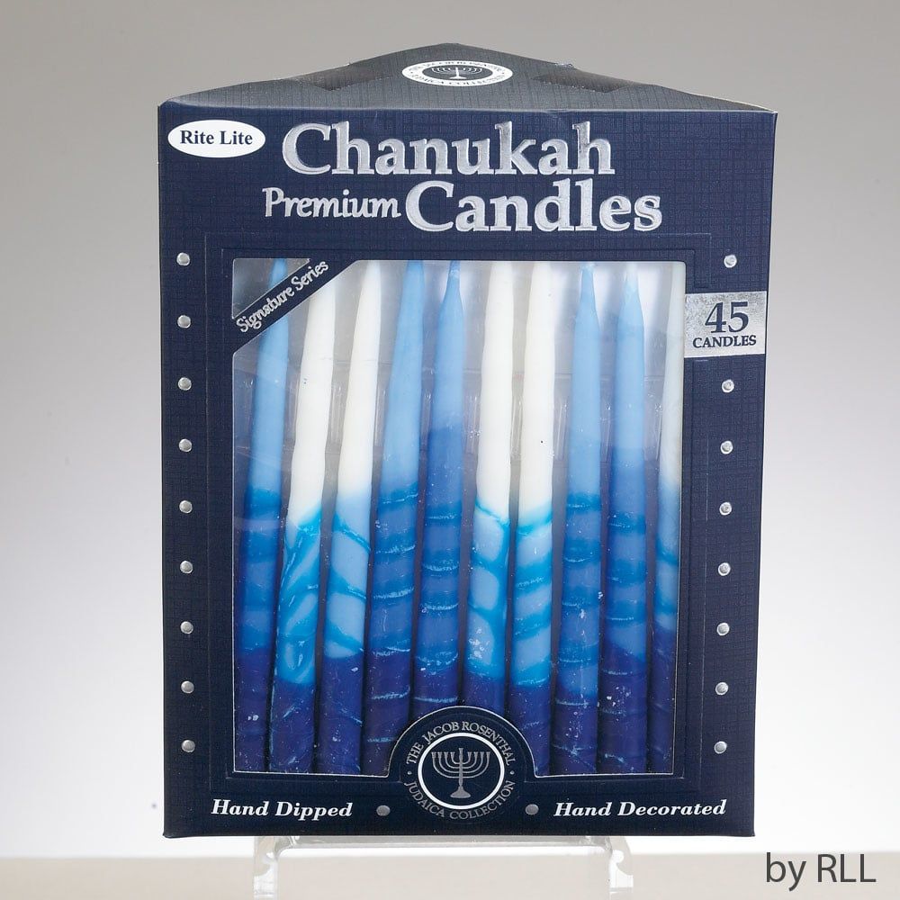 Candles, Premium Hanukkah blue &amp; white stripe