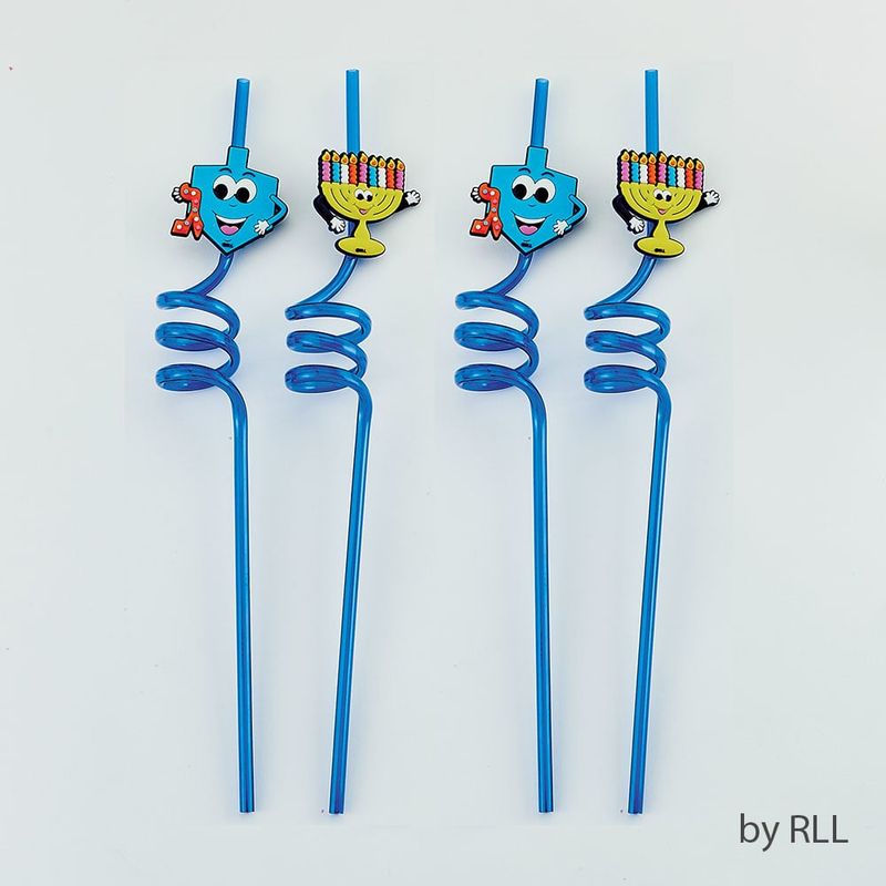 Chanukah Straws with Dreidels and Menorahs