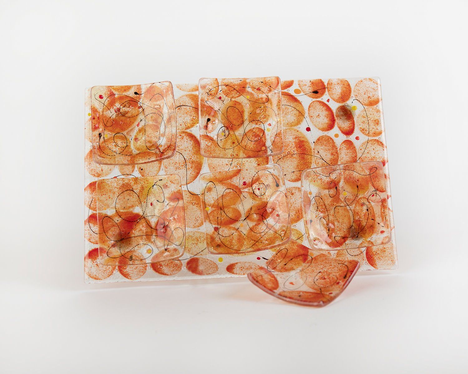 Seder Plate Orange Glass Artisannal