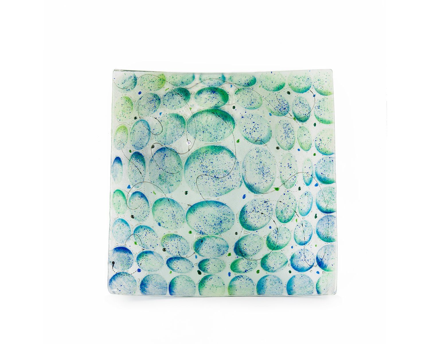 Matzah Plate  Green/Blue Artisanal