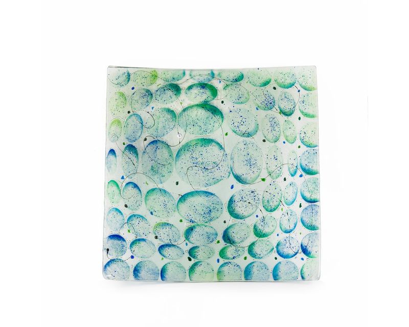 Matzah Plate  Green/Blue Artisanal