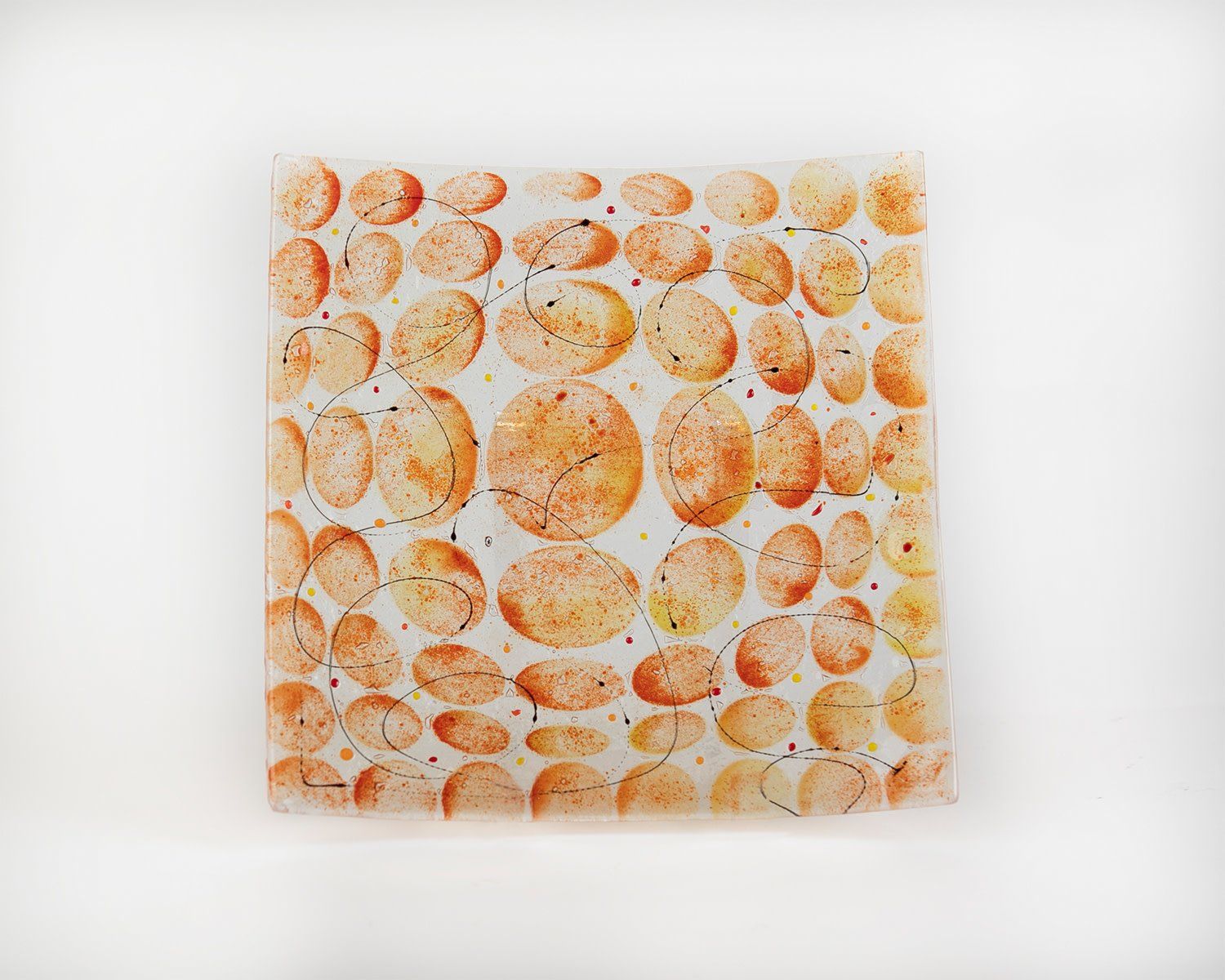 Matzah Plate  Orange Glass