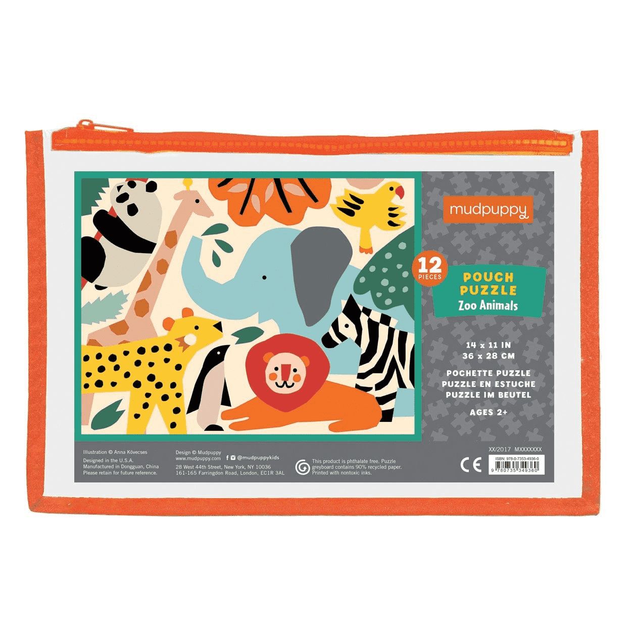 12 pc Pouch Puzzle Zoo Animals