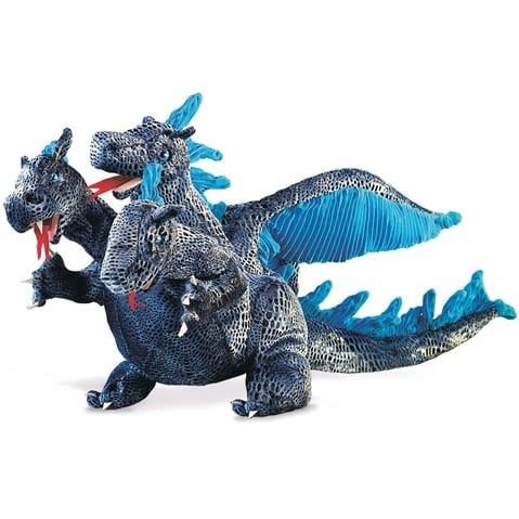 Folkmanis DRAGON, BLUE THREE-HEADED Puppet