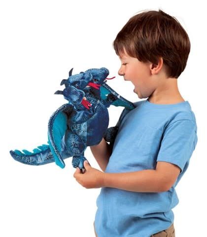 Folkmanis DRAGON, BLUE THREE-HEADED Puppet