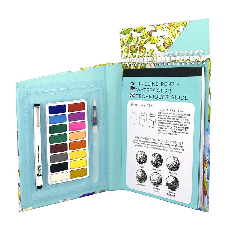 Bright Stripes - Travel Art Pack Watercolors & Pen