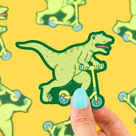 Turtle Soup - Athletic Scooting Dinosaur Vinyl Sticker