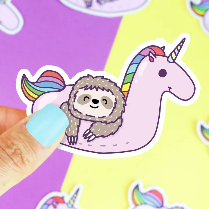Turtle Soup - Sloth Unicorn Pool Float Vinyl Sticker