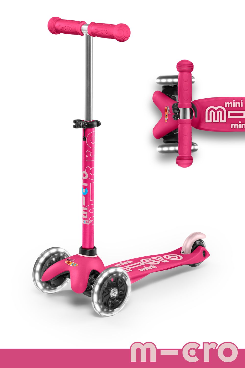 MIcro Kickboard Mini Deluxe LED Pink