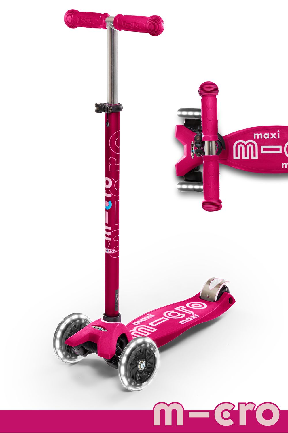 Micro Kickboard Maxi Deluxe LED Pink