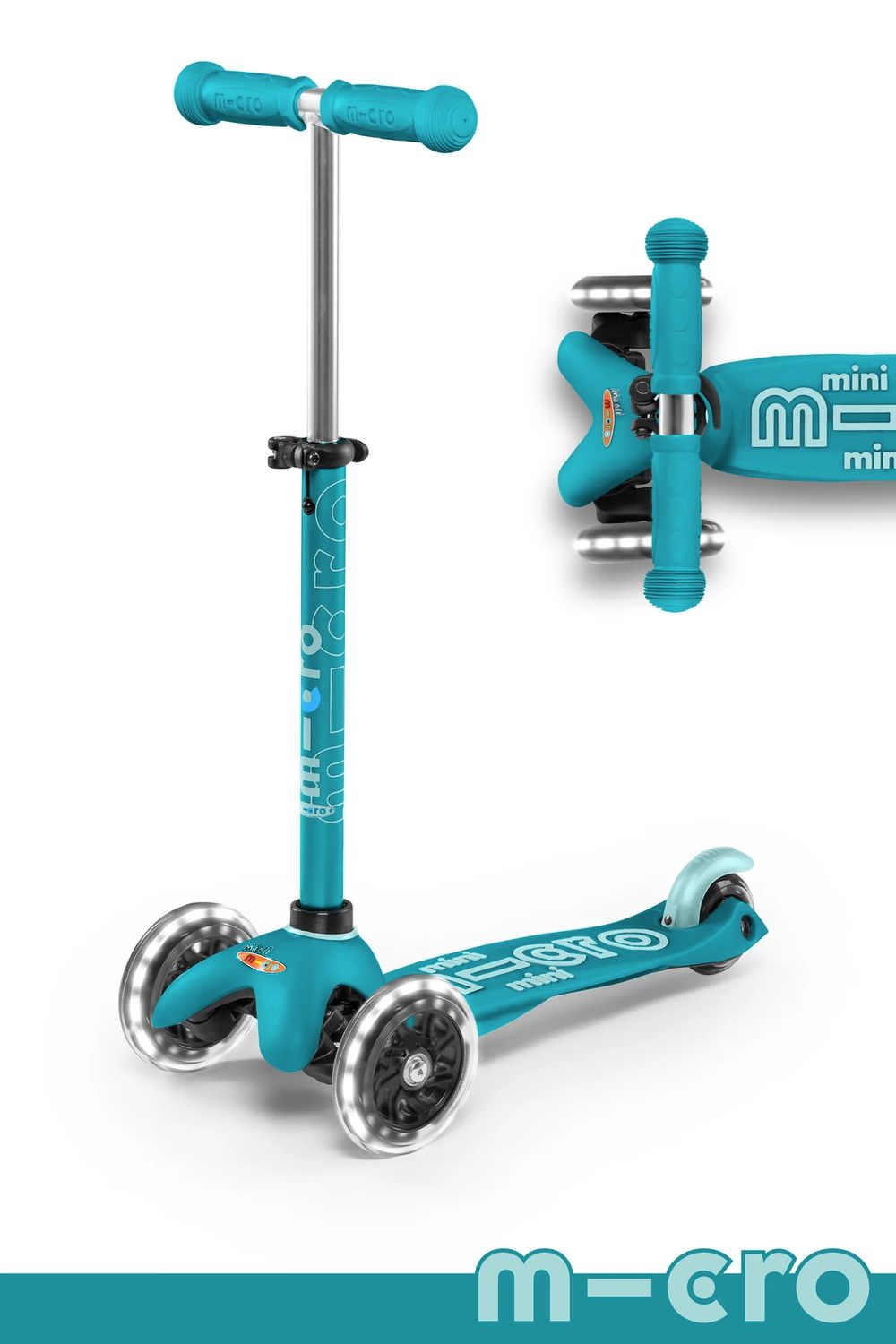 Micro Kickboard Mini Deluxe LED Aqua