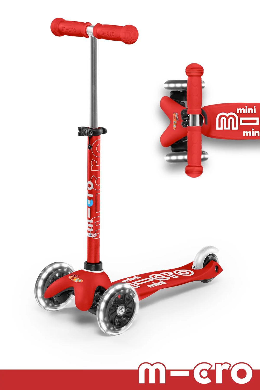 MIcro Kickboard Mini Deluxe LED Red