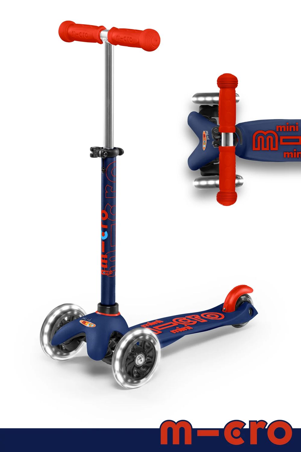 Micro Kickboard Mini Deluxe LED Navy Blue