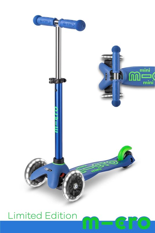 Micro Kickboard Mini Deluxe LED Crystal Blue