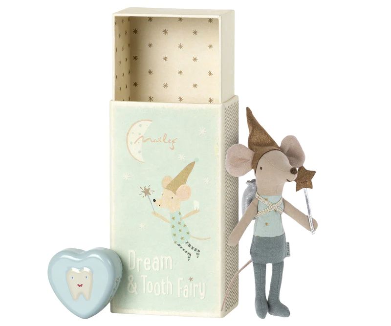Maileg Tooth Fairy Mouse in Matchbox, Blue