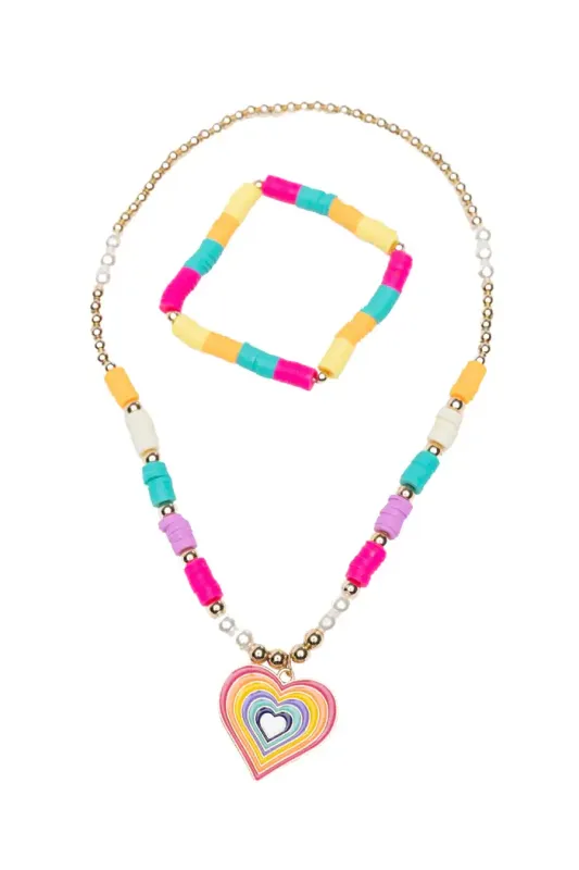 Rainbow Love Necklace & Bracelet Set