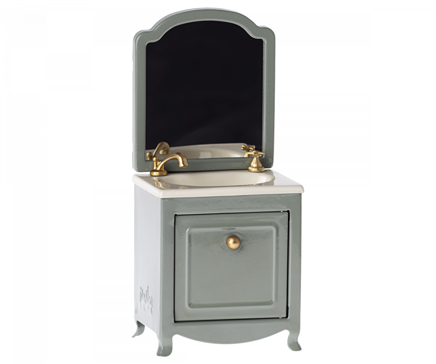 Maileg - Sink Dresser w/Mirror, Dark Mint