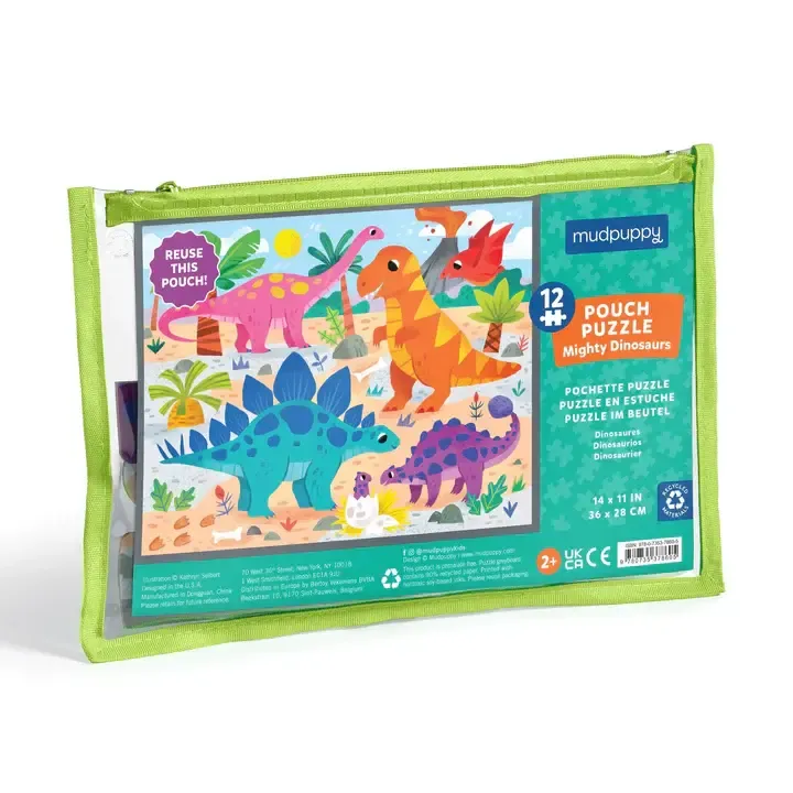 12pc Pouch Puzzle Might Dinosaurs