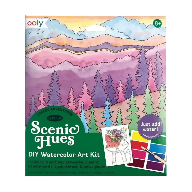 Ooly - Scenic Hues DIY Watercolor Art Kit, Forest Adventure