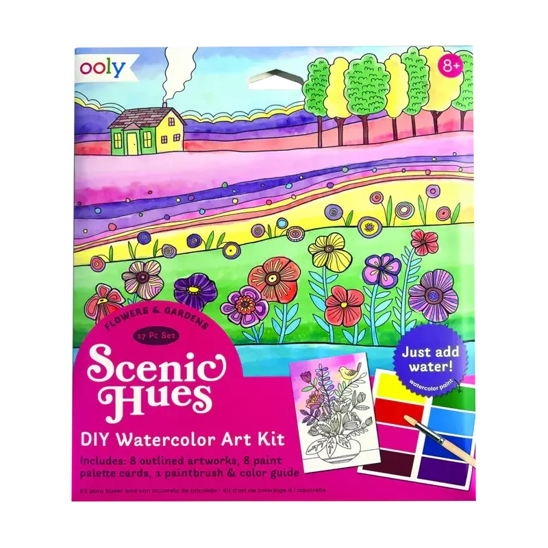 Ooly - Scenic Hues DIY Watercolor Art Kit , Flowers &amp; Gardens