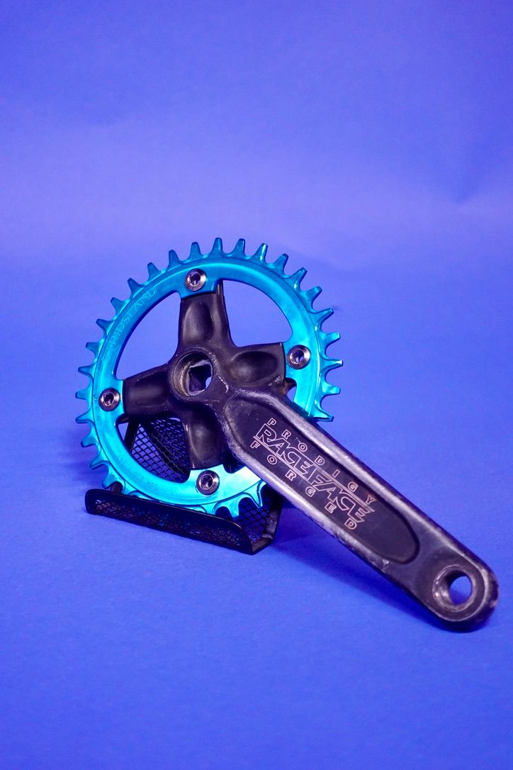 Stridsland 1x Chainring 104bcd 34t Blue &amp; Crankset