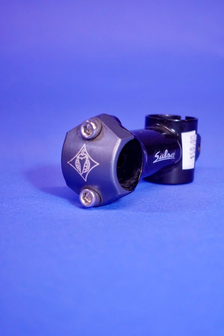Salsa Threadless Stem, 25.4 clamp, 75mm length, 0 degree, black with grey clamp front