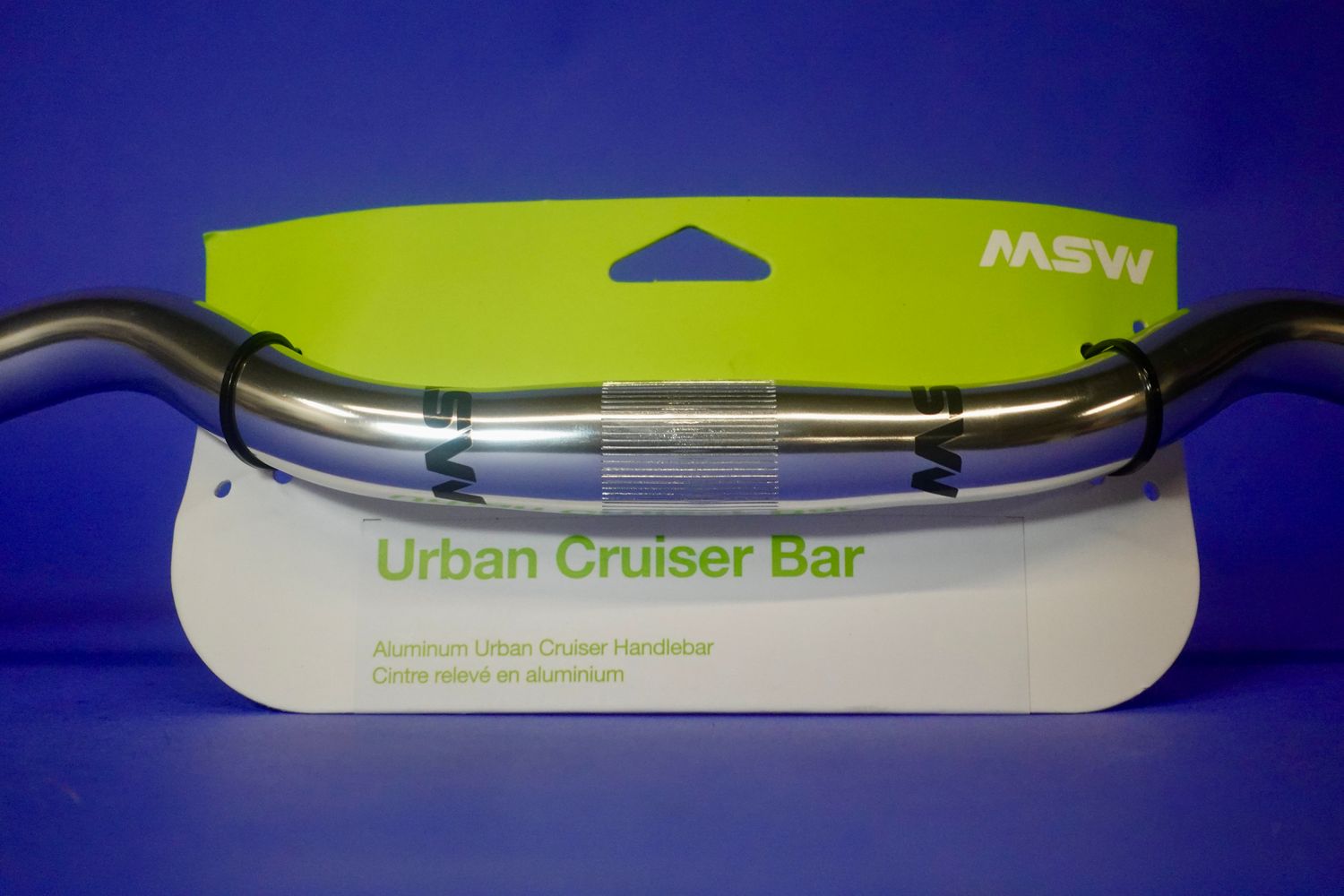 MSW 25.4 Urban Cruiser Bar, 618mm Wide, 45mm Rise 24degree Sweep,Silver