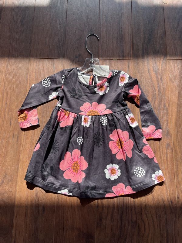 FLOWER CHARCOAL DRESS 