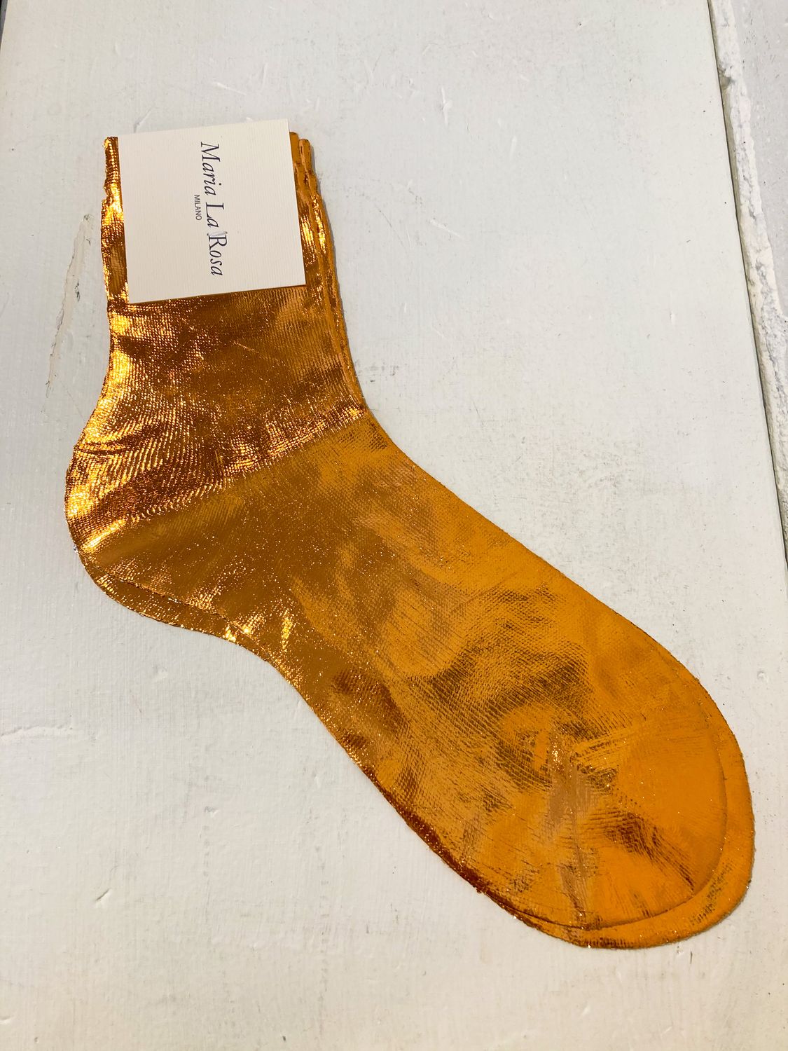 Maria La Rosa: Laminated One - Silk Ankle Socks|, Color: Rame, Size: (One Size)