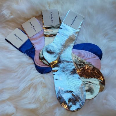 Maria La Rosa: Laminated One - Ribbed Crew Socks |