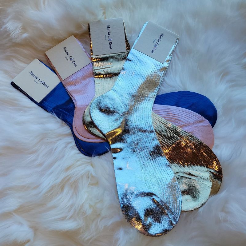 Maria La Rosa: Laminated One - Ribbed Crew Socks |