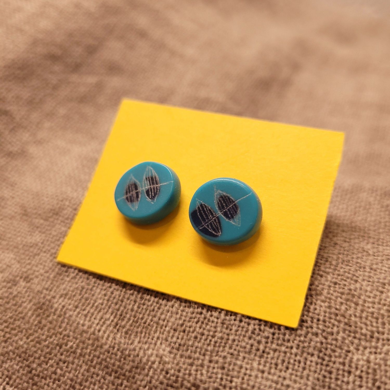 Carla Edwards: Mini Garden Studs, Color: Navy/Turq