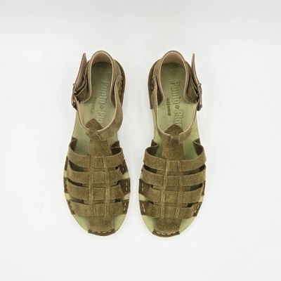 Punto Pigro: Fisherman Sandal |, Color: Olive Green - Suede, Size: (EU 38)