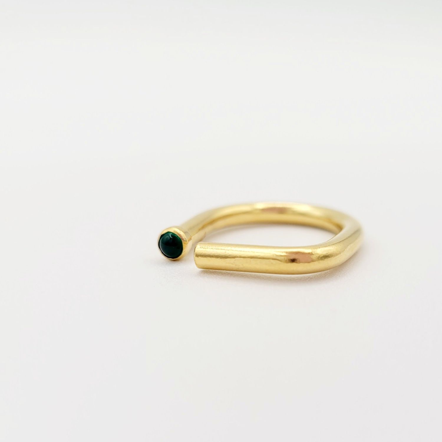 Jorge Morales: Arch Ring |, Type: Brass/GP - Green Agate