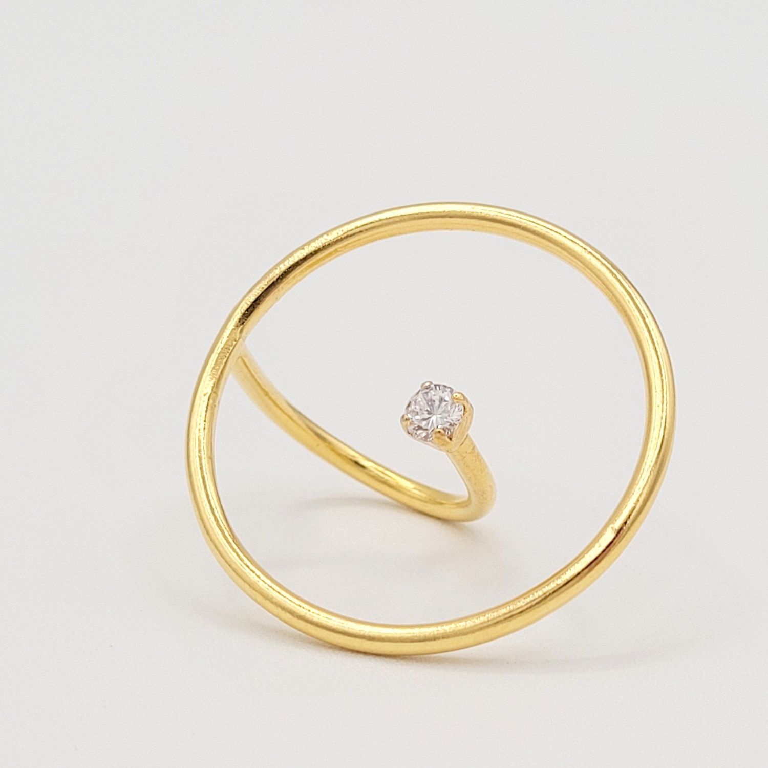 Jorge Morales: Circle Wrap Ring |, Type: Brass/Gold - Cubic Zirc